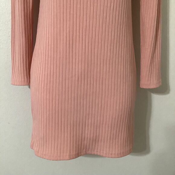 Yi Lhi Lian Pink Ribbed Bodycon Glam Club Feminine Keyhole Neck Mini Dress S - Picture 3 of 9